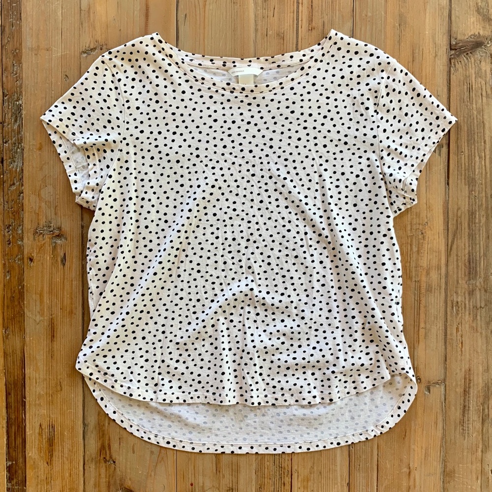 H&M black and white polka dot tee
